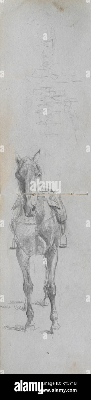 Sketchbook, Seite 56 & 57: Studie eines Pferdes. Ernest Meissonier (Französisch, 1815-1891). Graphit Stockfoto