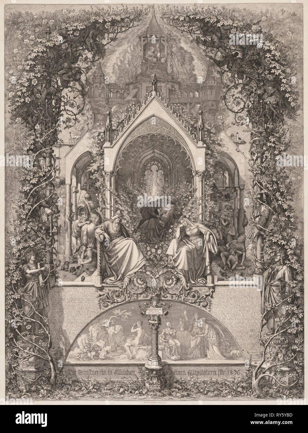 Briar Rose (Dornröschen), 1836. Eugen Napoleon Neureuther (Deutsch, 1806-1862). Ätzen Stockfoto