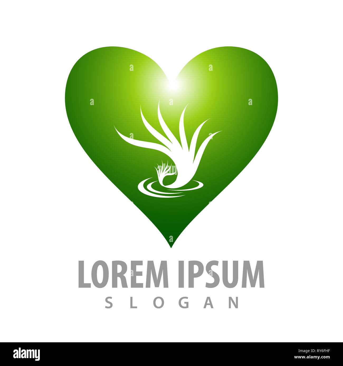 Grüne Algen Herzform logo Konzept Design. Symbol grafische Vorlage element Stockfoto