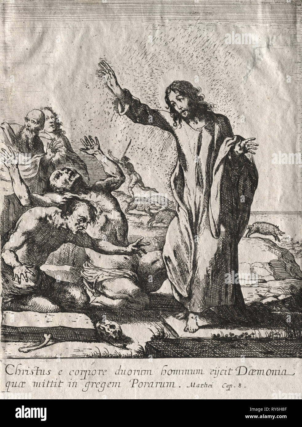 Die Wunder Jesu Christi: Christus die besaß. Claude Vignon (Französisch, 1593-1670). Ätzen Stockfoto