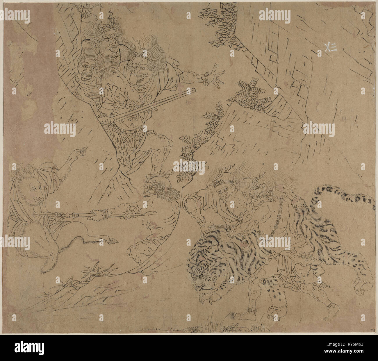 Album der daoistischen und buddhistischen Themen: der Berg: Blatt 43, 1200 s suchen. China, der südlichen Song Dynastie (1127-1279). Album, Tinte auf Papier (50 Blätter); Blatt: 34,1 x 38,5 cm (13 5/6 x 15 3/16 in. Stockfoto