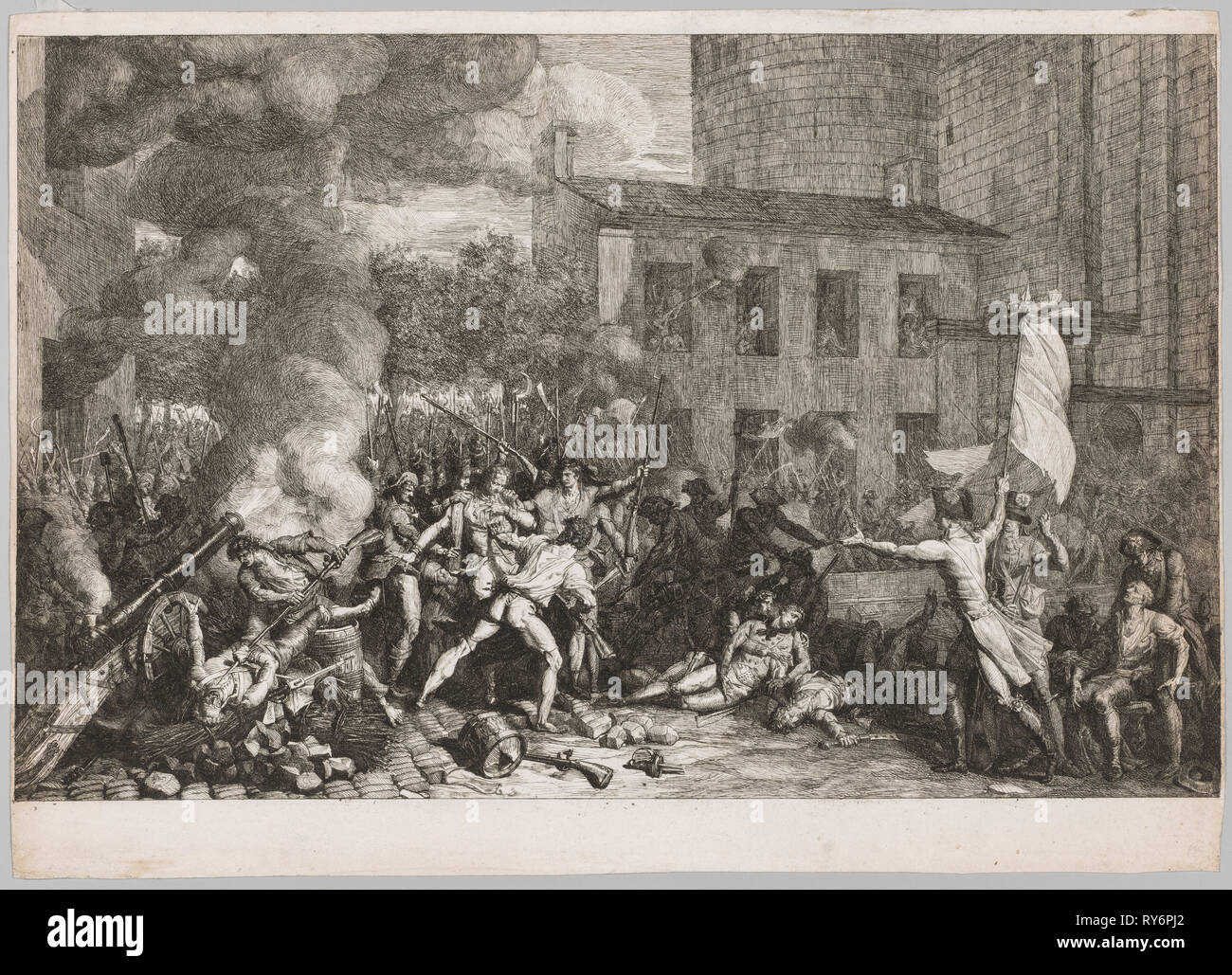 Die Erstürmung der Bastille, 14. Juli 1789, 1790. Charles Thévenin (Französisch, 1764-1838). Ätzen; Blatt: 41,6 x 58,5 cm (16 3/8 x 23 1/8 in.); Bild: 36,9 x 58,1 cm (14 1/2 x 22 7/8 in Stockfoto