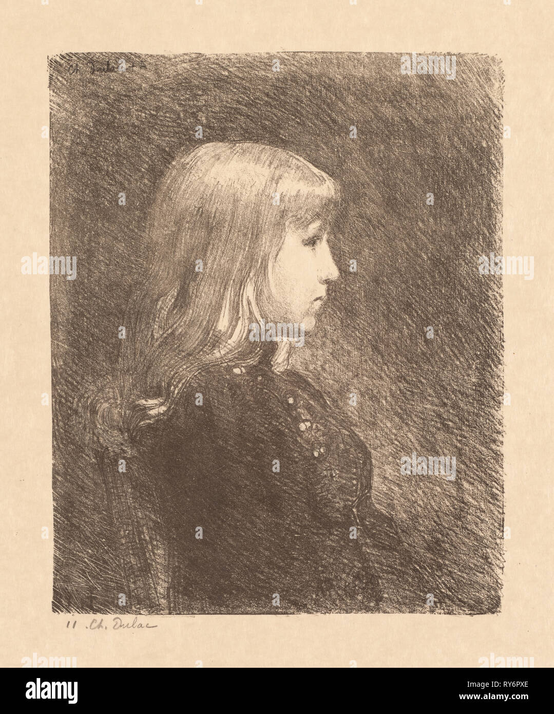 Junge Dame (Jeune fille), 1892. Charles Marie Dulac (Französisch, 1865-1898). Lithographie, in brauner Tinte gedruckt Stockfoto