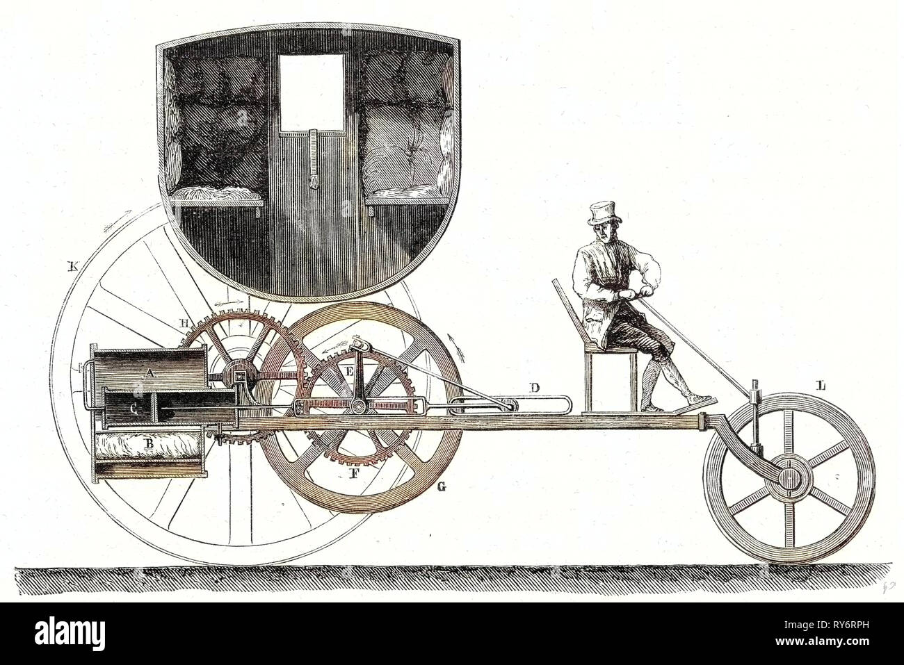 Dampf Auto Fahren auf Landstraßen 1801 gebaut Stockfoto
