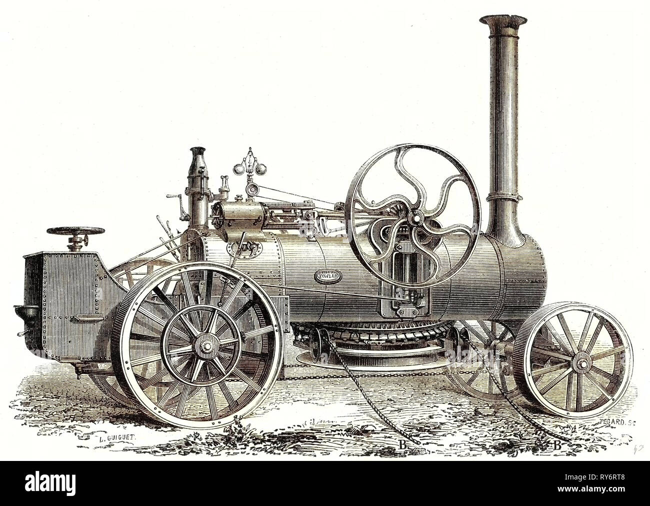 Fowler die Zugmaschine für Dampf Pflügen Stockfoto