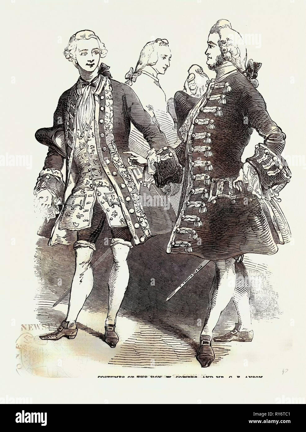 KOSTÜME VON DER HON W. COWPER UND HERR G.E. ANSON. Stockfoto