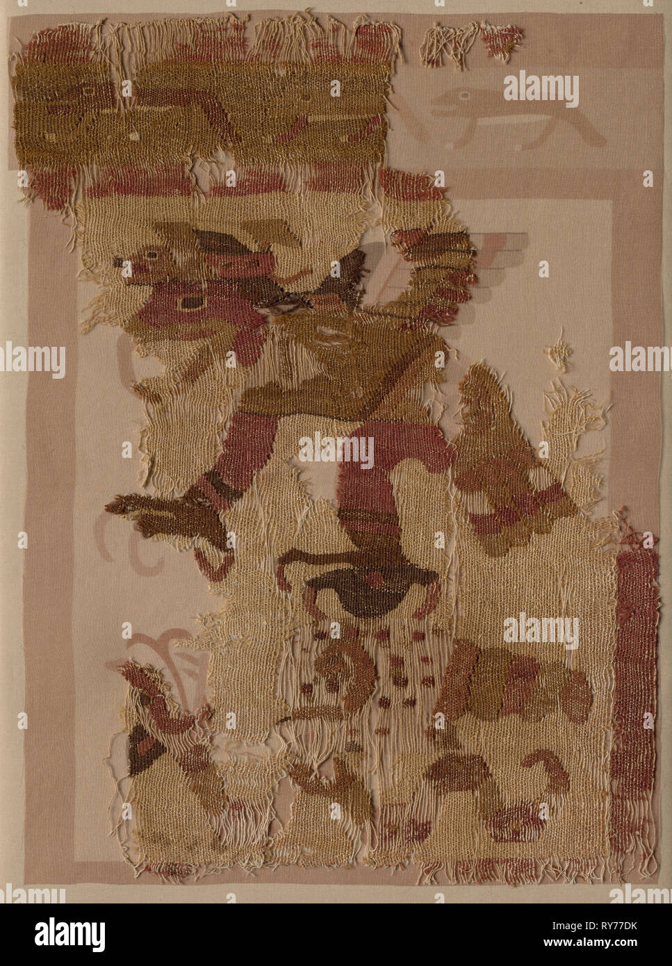 Textile Fragment, C. 50-650. Peru, Moche, North Coast, 1. bis 7. Jahrhundert. Baumwolle und Camelid Faser; gesamt: 40,6 x 30,5 cm (16 x 12 Zoll Stockfoto