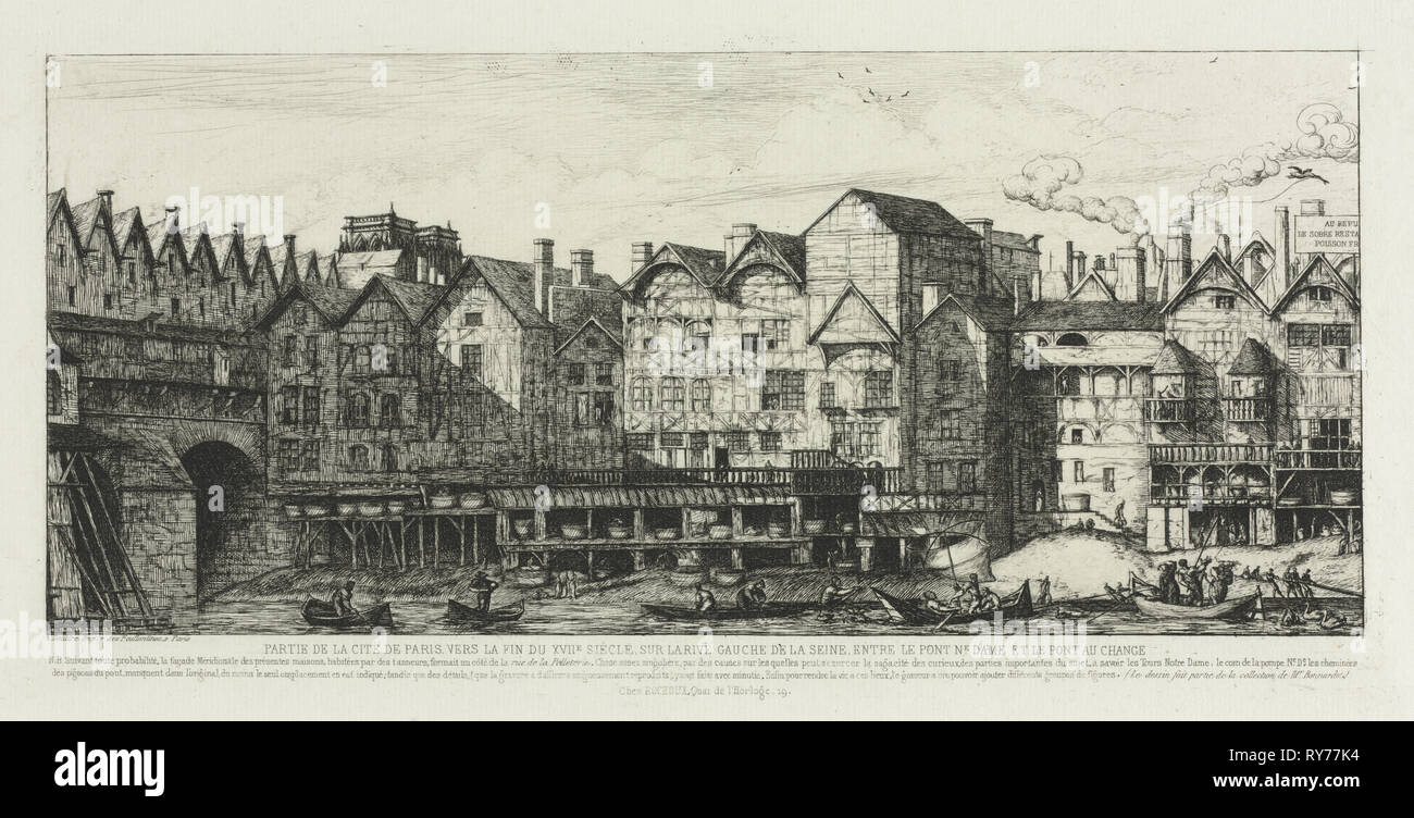 Ein Teil der Stadt Paris am Ende des siebzehnten Jahrhunderts, 1861. Charles Meryon (Französisch, 1821-1868). Ätzen; Blatt: 32,5 x 48,2 cm (12 13/16 x 19 in.); plattenrand: 15 x 32,3 cm (5 7/8x12 11/16 in Stockfoto