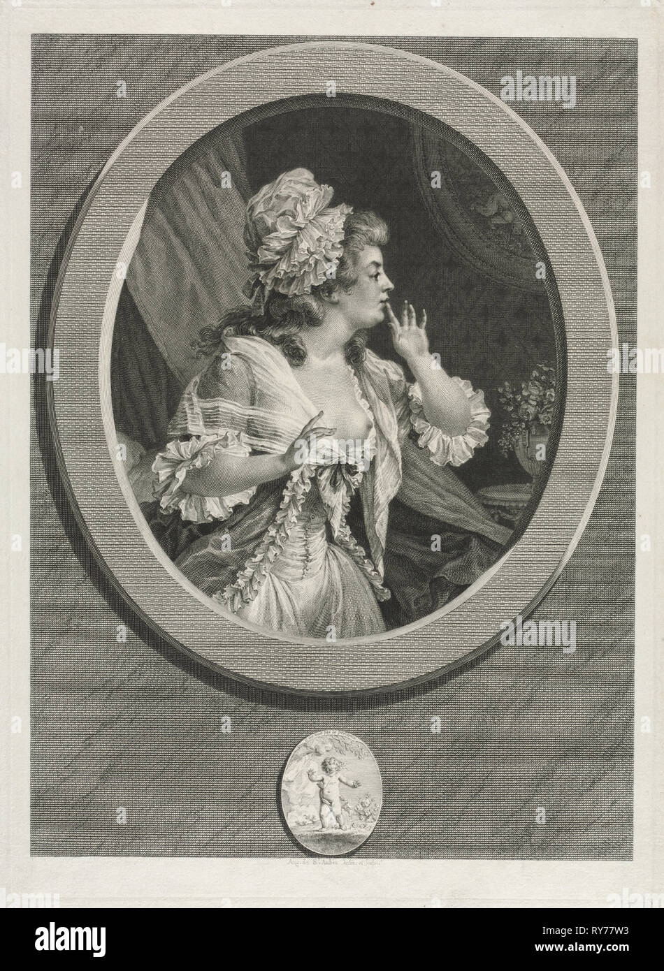 Mindestens diskret sein und Sie können sich auf mich verlassen, (Paar), 1789. Augustin de Saint-Aubin (Französisch, 1736-1807). Ätzen und Gravieren; Blatt: 38,5 x 27,9 cm (15 1/4 x 11 in.); Plattenrand: 36,6 x 26,6 cm (14 5/6 x 10 1/2 in. Stockfoto