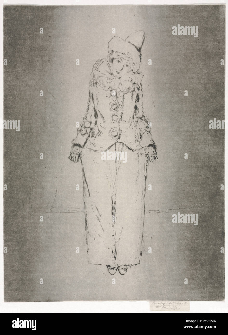 Pierrot de Pied, Porträt der Lady A.C., 1888. Theodore Roussel (Französisch, 1847-1926). Ätzen Stockfoto