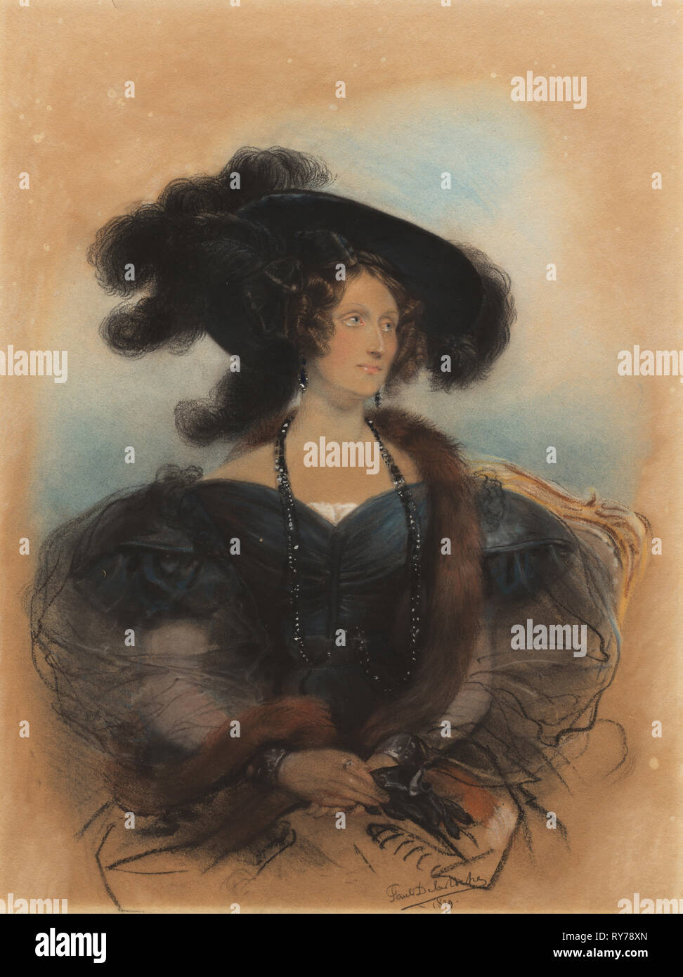 Jane Jarvis, 1830-1831. Paul Delaroche (Französisch, 1797-1856). Pastellfarben, mit weißen Gouache auf tan Gewebe Papier verstärkt, auf der Platine montiert; Blatt: 46,2 x 34,3 cm (18 1/4 x 13 1/2 in. Stockfoto