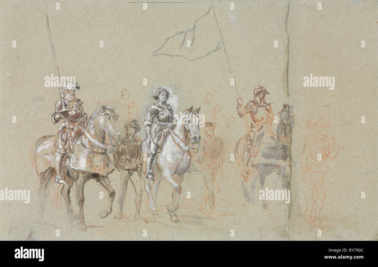 Jeanne d'Arc, C. 1889. Ernest Meissonier (Französisch, 1815-1891). Graphit, Rote Kreide, farbige wäscht, und Schwarz und Weiß gouache; Blatt: 18,8 x 30,3 cm (7 3/8 x 11 15/16 in Stockfoto