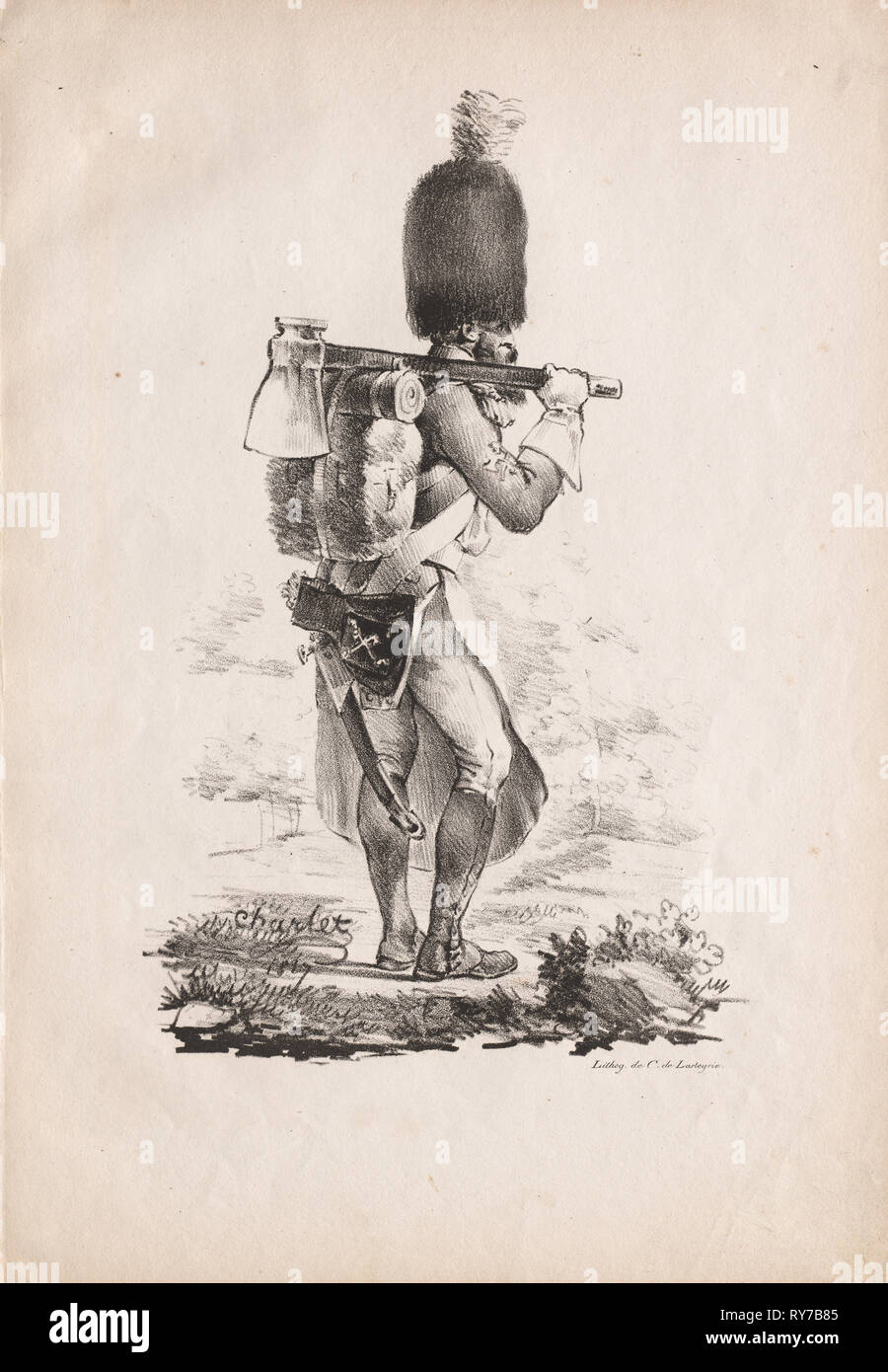 Militärischen Kostüme: Infantry Sapper, 1817-1818. Nicolas Toussaint Charlet (Französisch, 1792-1845). Lithographie; Blatt: 40,2 x 28,1 cm (15 13/16 x 11 1/16 in.); Bild: 29,6 x 18,9 cm (11 5/8 x 7 7/16 in Stockfoto