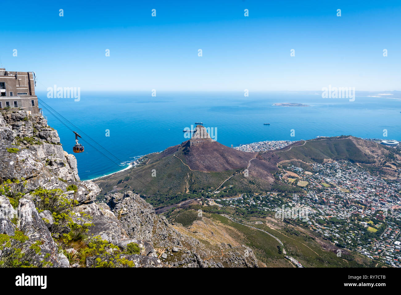 Die Aussicht vom Tafelberg, Kapstadt, Südafrika Stockfoto