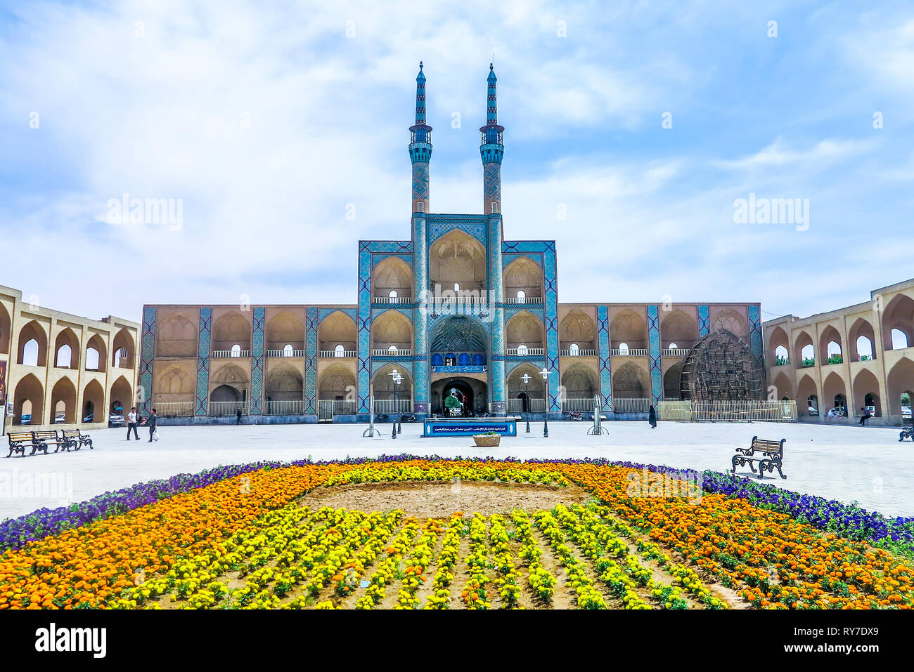 Yazd Amir Chakhmagh komplexe Alte Moschee Frontal View Point Stockfoto