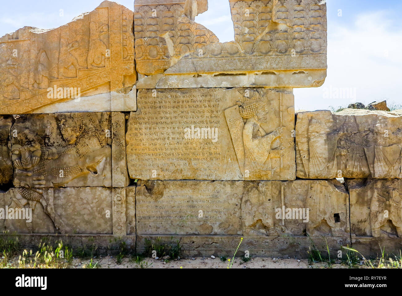 Persepolis historische Stätte der Persischen Keilschrift Inschrift und alten Perser Stockfoto