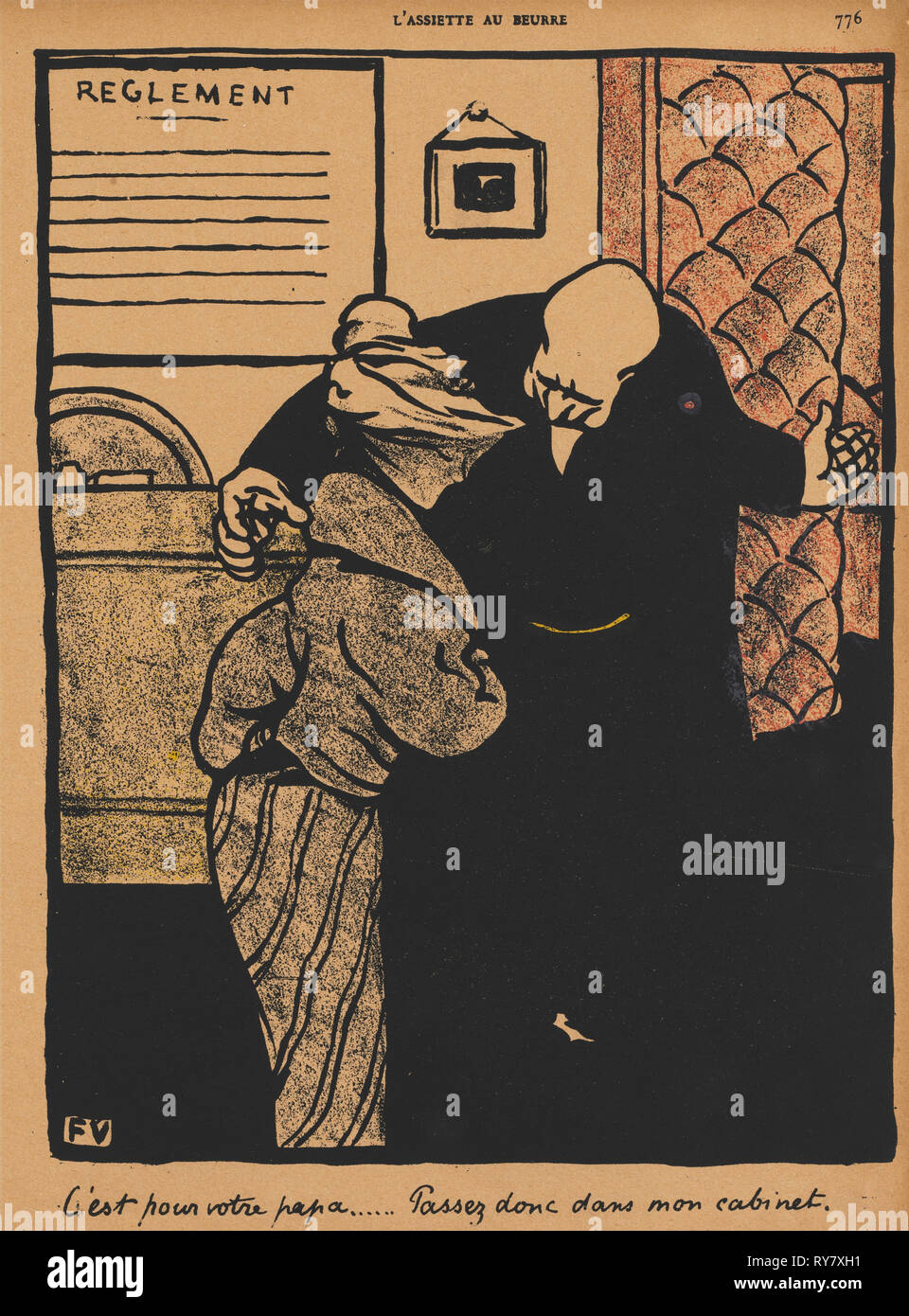 L'Assiete au Beurre: Verbrechen und Strafen XIX, 776: Es geht um ihren Vater, 1872. Félix Vallotton (Französisch, 1865-1925). Farblithographie Stockfoto