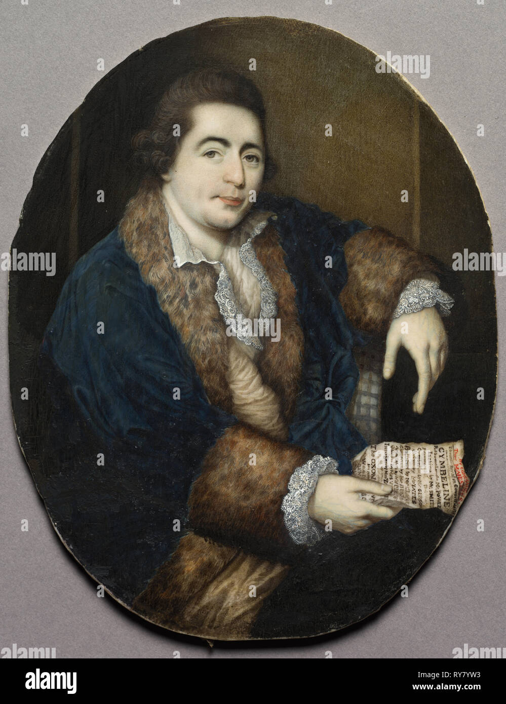 Porträt von William Powell, C. 1765. James Scouler (British, 1740-1812). Miniatur auf Elfenbein in vergoldeten Holz und Gesso Rahmen; Insgesamt: 13,4 cm (5 1/4 in Stockfoto