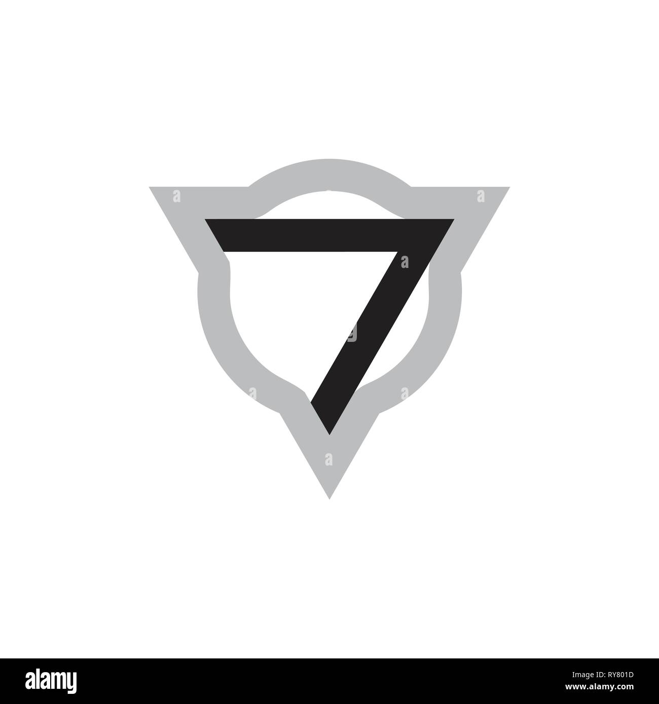 Nummer 7 geometrische Pfeil Dreieck logo Vektor Stock Vektor