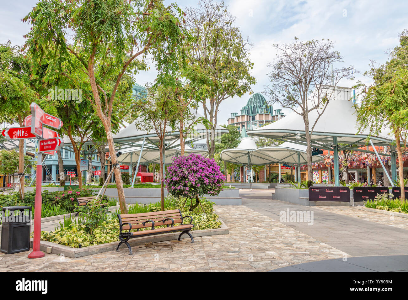 Merlion Plaza Einkaufszentrum auf Sentosa Island, Singapur Stockfoto