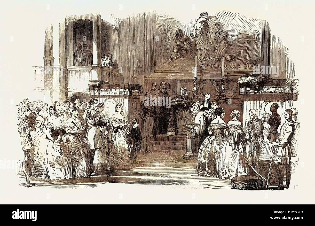 Die Taufe des Kindes Prinz Arthur, in der königlichen Kapelle am Buckingham Palace, 29. Juni 1850 Stockfoto