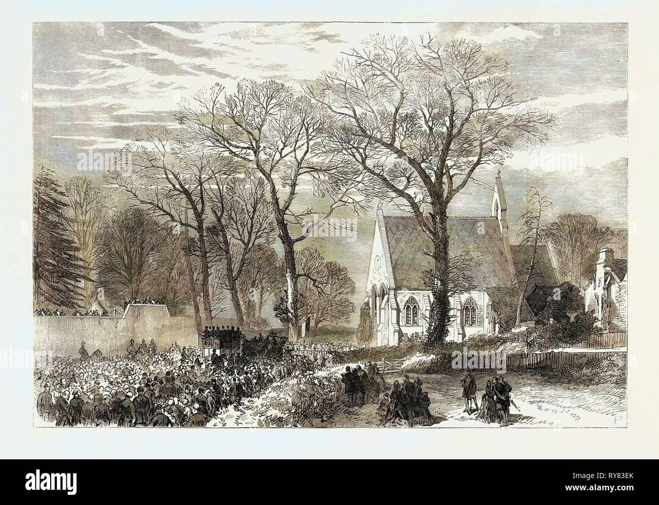 Ende der Kaiser Napoleon III.: Trauerzug nähert sich die Kapelle Chiselhurst 1873 Stockfoto