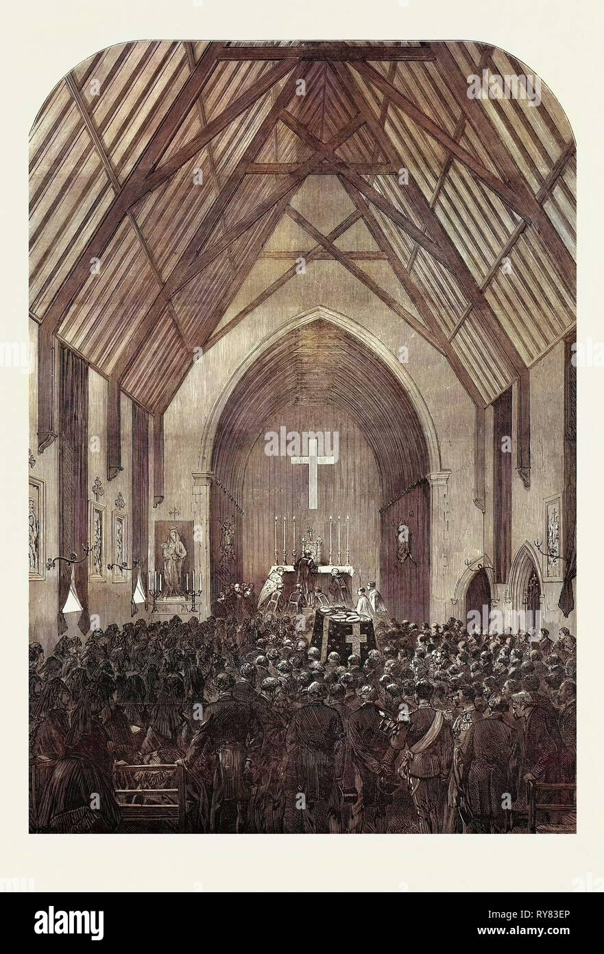 Ende der Kaiser Napoleon III.: Trauerfeier in der St. Mary's Chapel Chiselhurst 1873 Stockfoto