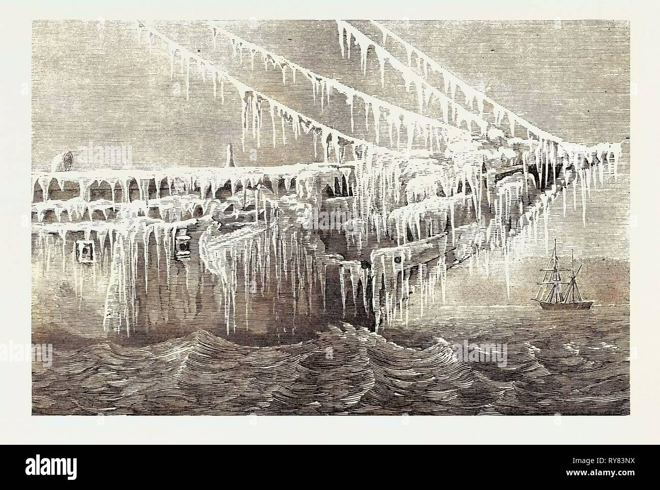 Bögen der H.M.S. Himalaya, als Sie am Halifax 1873 angekommen Stockfoto