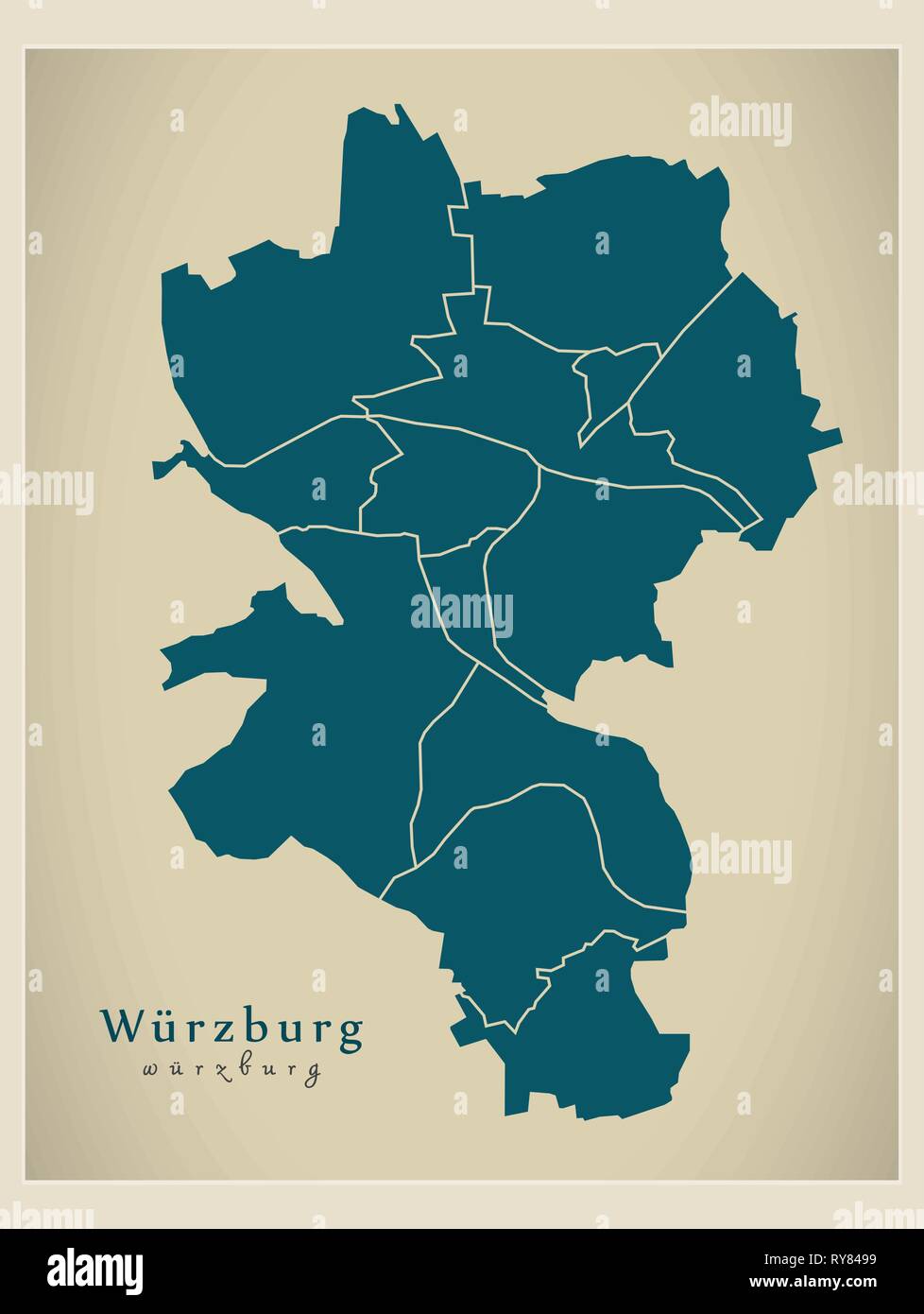 Moderne Stadtplan - Würzburg Stadt Deutschlands mit Gemeinden DE Stock ...