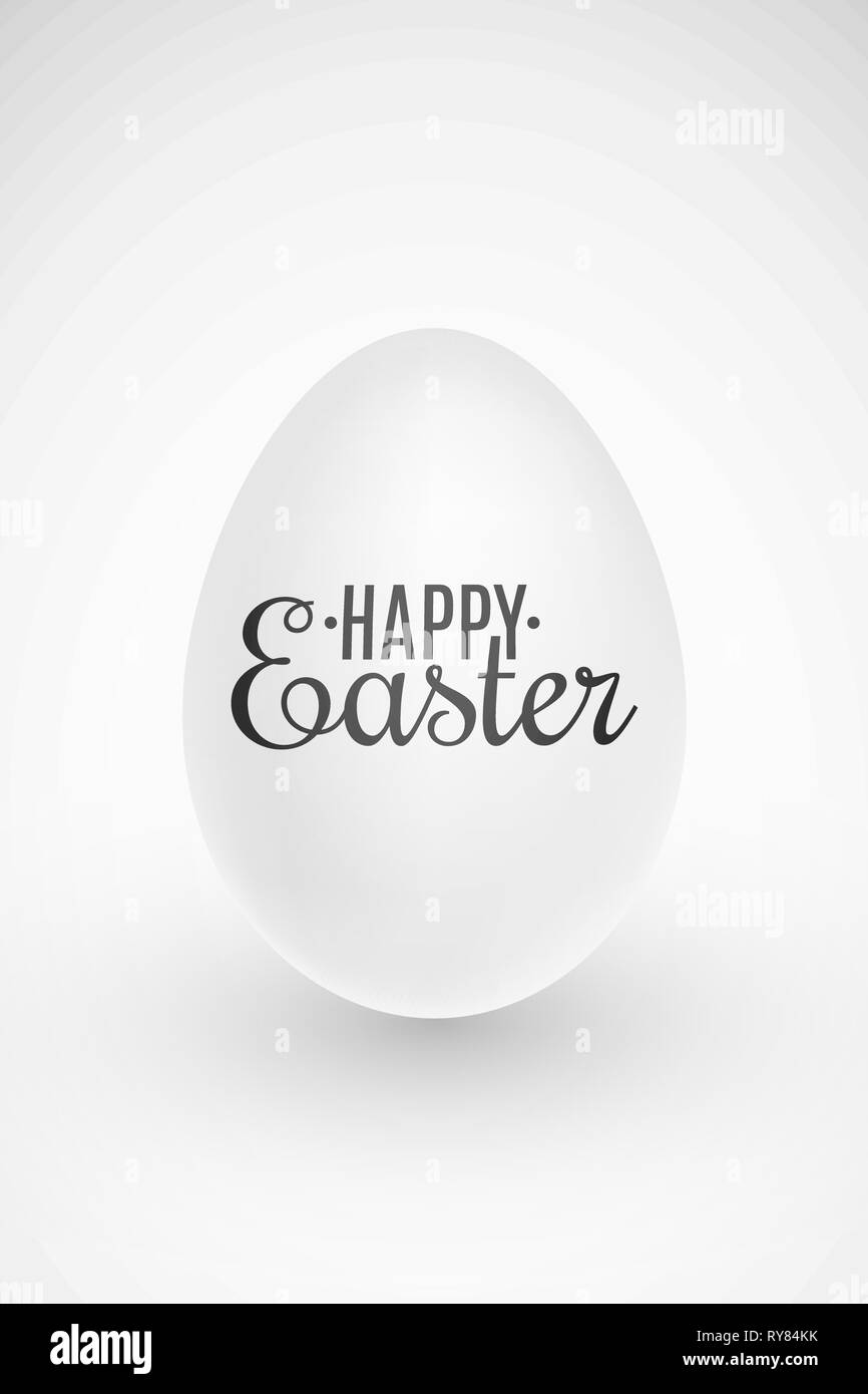 Realistische 3D-ei Ostern weiß auf weißem Hintergrund. Abdeckung für Frohe Ostern. Wunderschöner text Banner. Weicher Schatten. Festliche Web Banner. Vector Illustration Stock Vektor