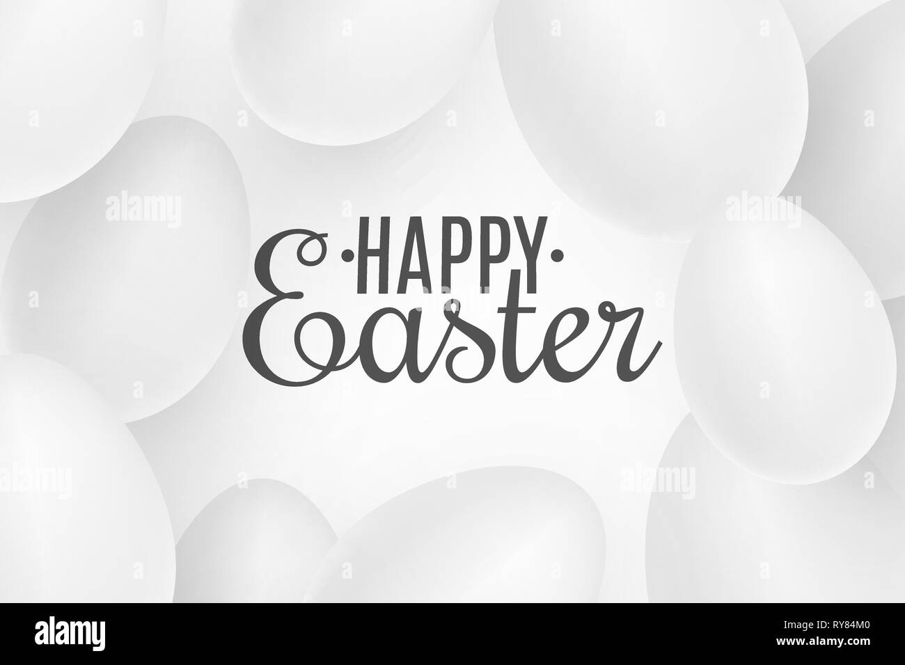 Realistische 3D-Eier Ostern weiß auf weißem Hintergrund. Eier verstreut. Abdeckung für Frohe Ostern. Festliche Web Banner. Vector Illustration. EPS 10. Stock Vektor