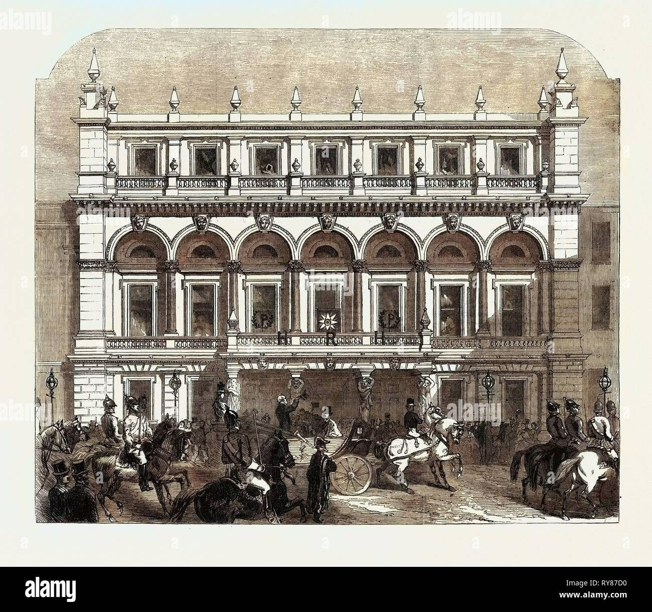 Die Eröffnung der Hartley Institution an der Southampton von Lord Palmerston: Ankunft seiner Herrschaft an der Anstalt 1862 Stockfoto