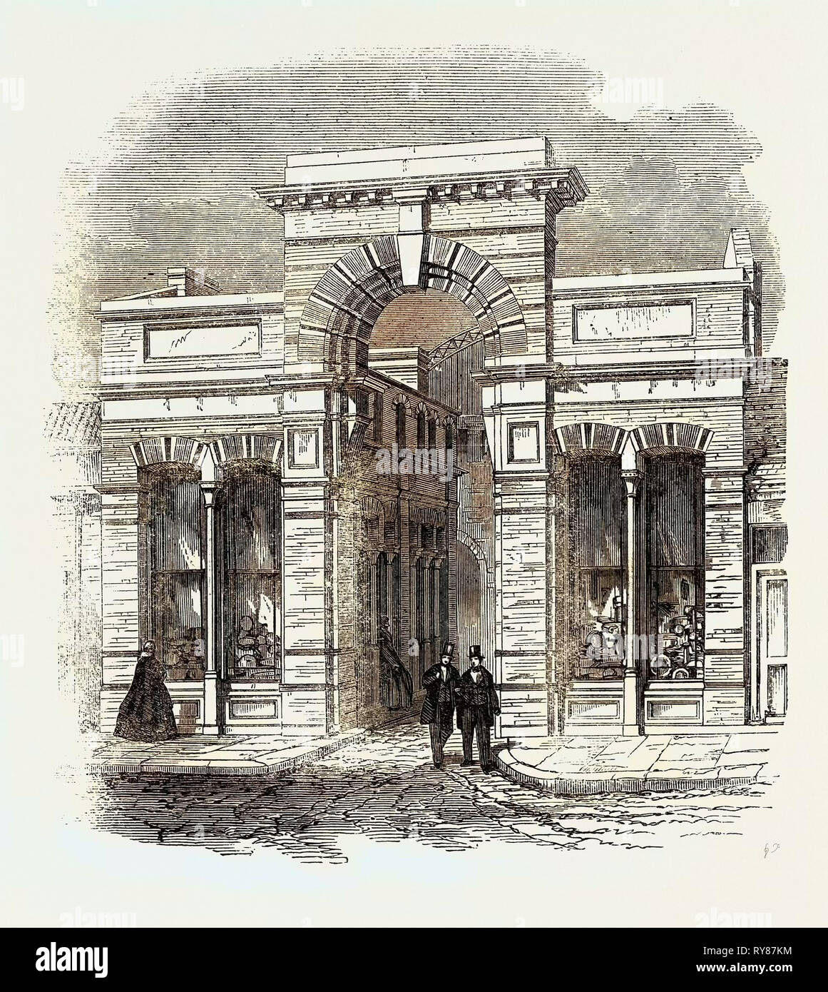 Eingang zu den Landwirtschaftlichen Halle von der High Street Islington 1862 Stockfoto