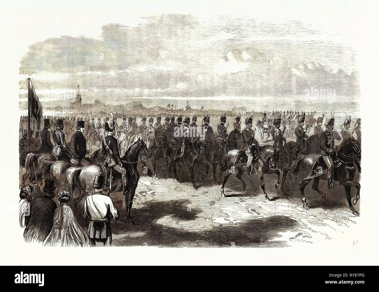 Der Prinz von Wales Inspektion der 11 Husaren in Colchester, Großbritannien 1866 Stockfoto