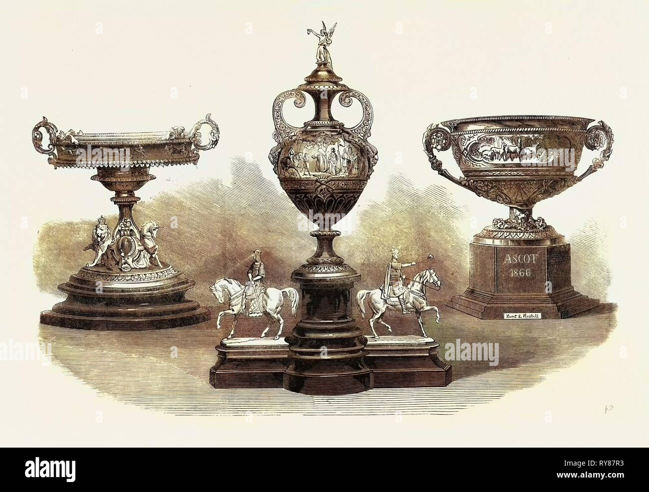Ascot Rennen: Queen's Gold Cup (Links) Das Ascot Cup (Mitte) die Royal Hunt Cup (Rechts) UK 1866 Stockfoto