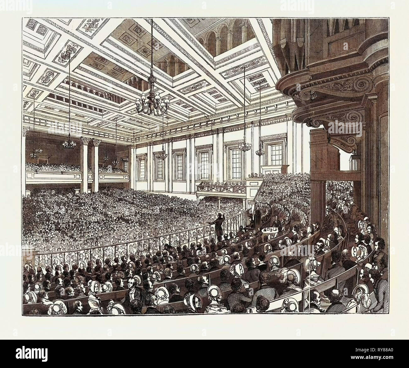 Können Sitzungen in der Metropole, Interieur der Exeter Hall Stockfoto