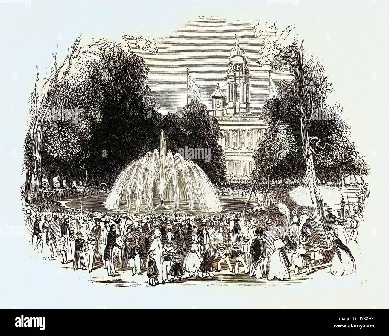 Gedenken an die Unabhängigkeit in New York, Szene im Park, 1844 Stockfoto