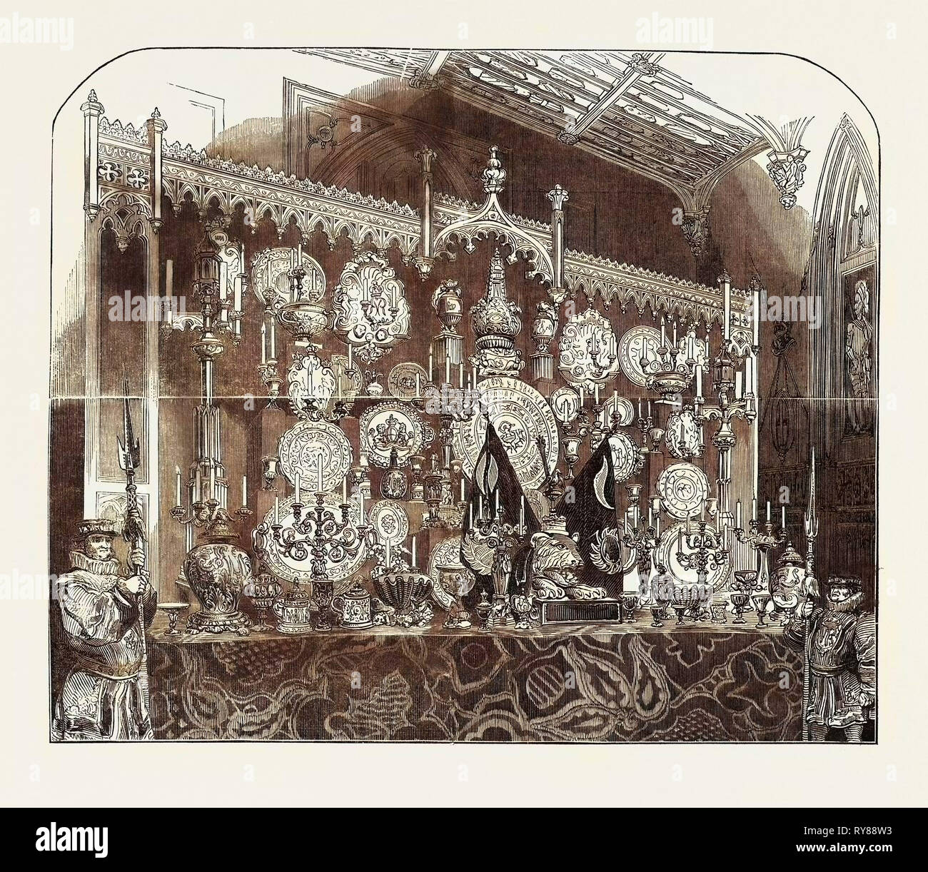 Die Grand Buffet, St. George Hall, am Strumpfband Bankett, Seiner Majestät, dem König der Franzosen gegeben Stockfoto