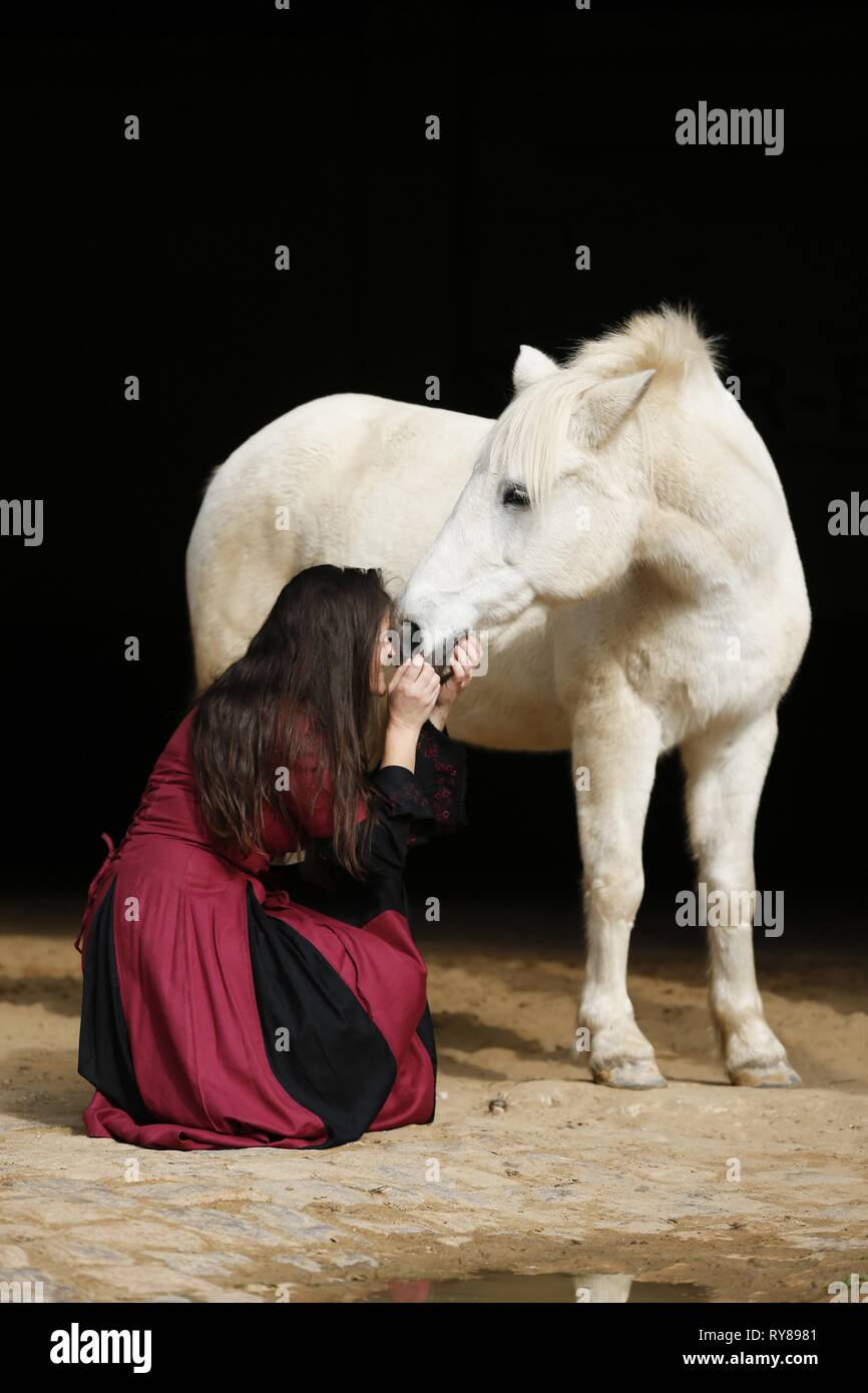Frau und Pony Stockfoto