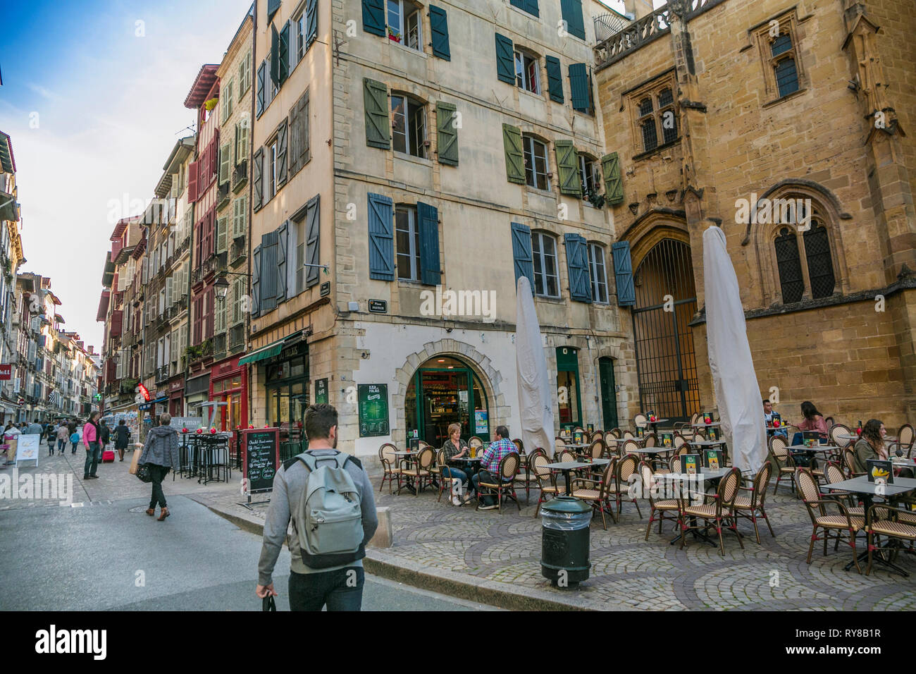 Rue d'Espagne Straße. Bayonne Stadt. Bayona. Cambados. Atlantische Pyrenäen Abteilung. Aquitania Region. Labort (lapurdi). Baskenland. Frankreich Stockfoto