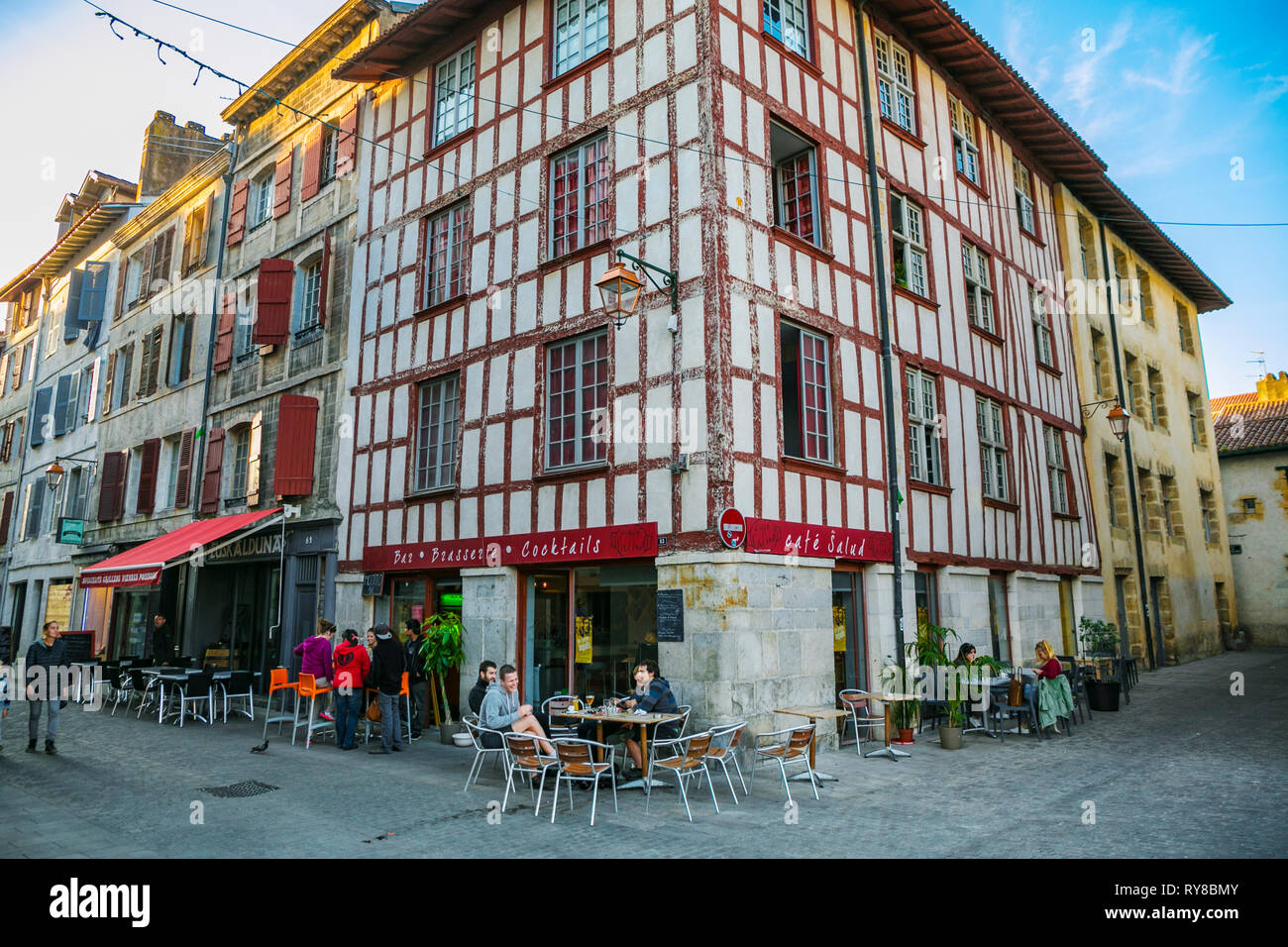 Rue Pannecau Straße. Bayonne Stadt. Bayona. Cambados. Atlantische Pyrenäen Abteilung. Aquitania Region. Labort (lapurdi). Baskenland. Frankreich Stockfoto