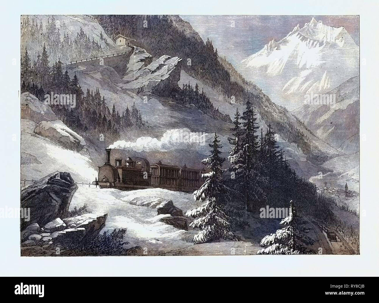 Die neuen Landweg nach Indien: Mont Cenis Bahn - Aufstieg von Lanslebourg Stockfoto