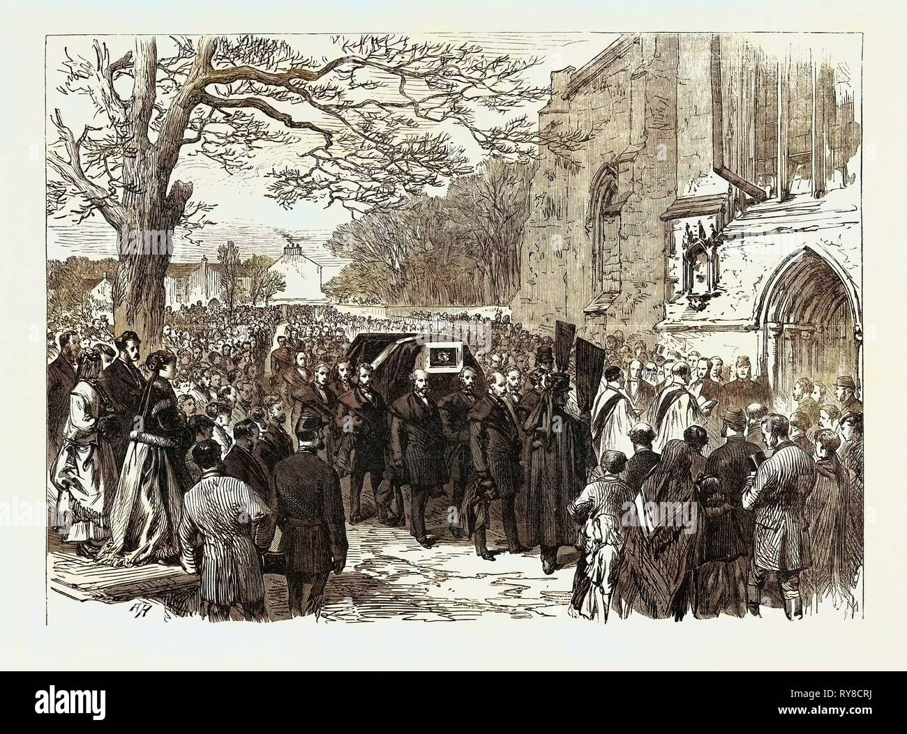 Die Jagd Katastrophe in Yorkshire: Das Begräbnis von Sir Charles Slingsby in Knaresborough 1869 Stockfoto