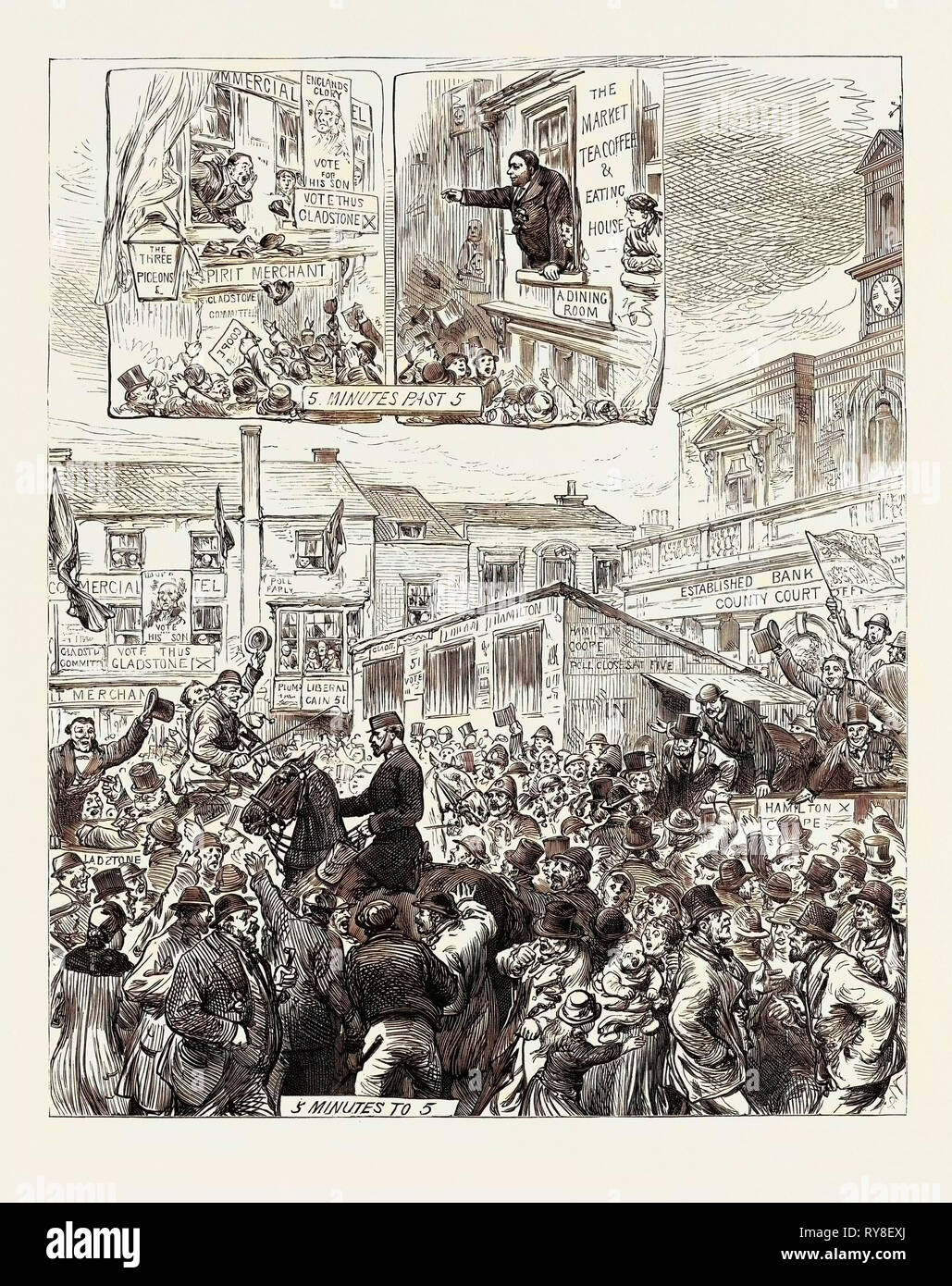 Die allgemeine Wahl: Der Middlesex Wahl: Skizzen in Brentford 1880 Stockfoto