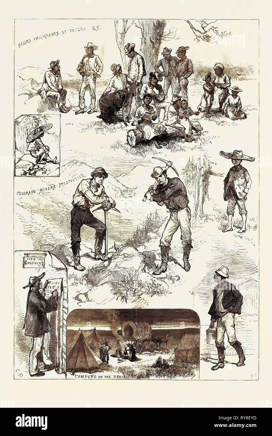 Skizzen in den amerikanischen Westen 1880 Stockfoto