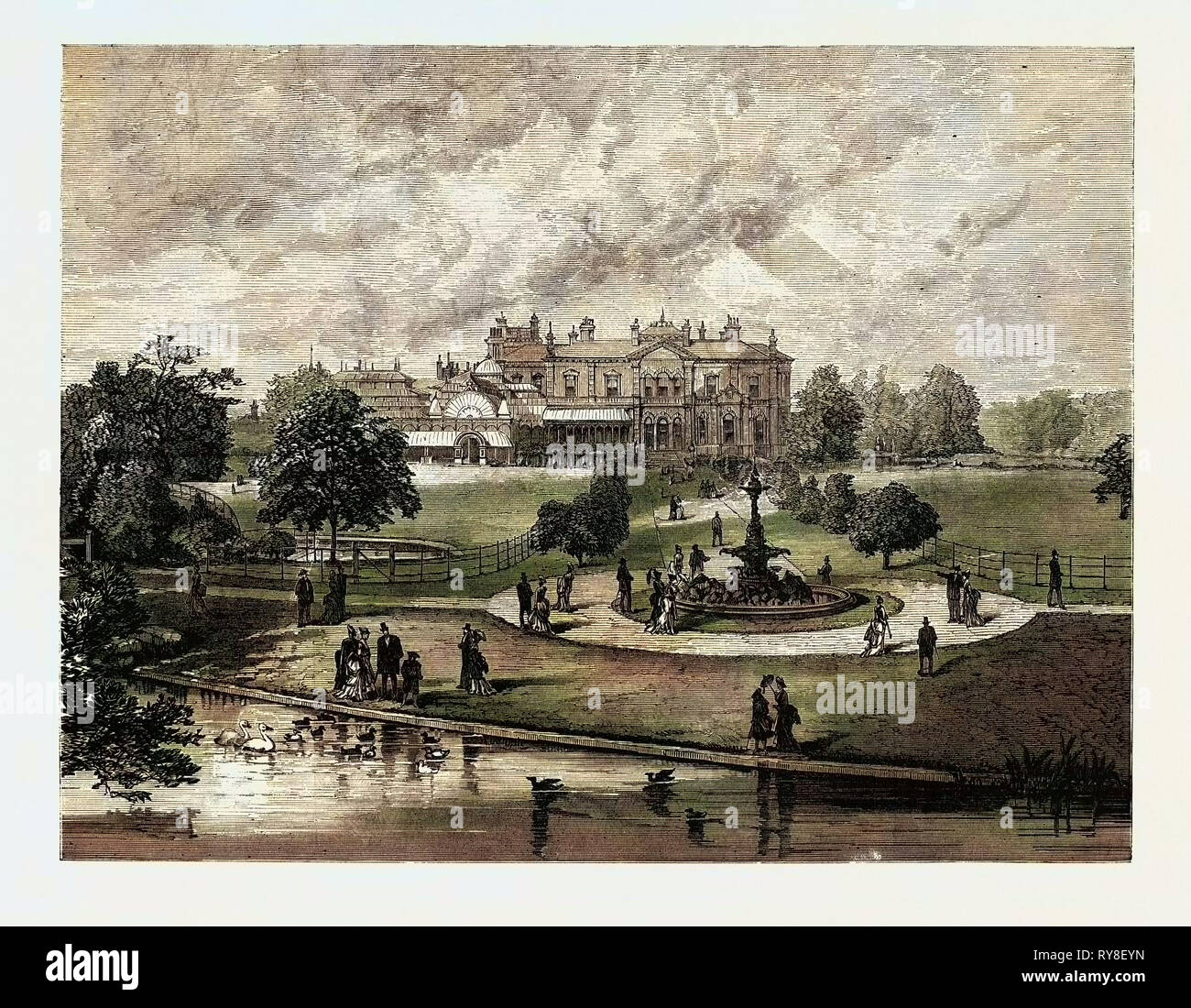 Manley Halle der Neuen öffentlichen Park für Manchester 1880 Stockfoto