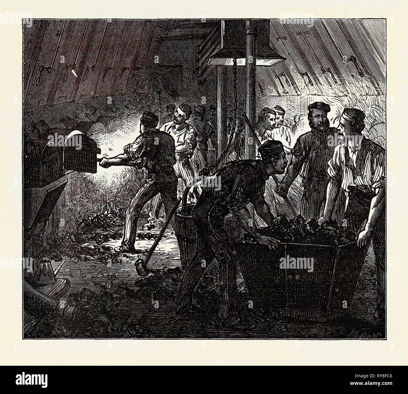 Das Leben an Bord eines Schiffes: Die Truppe Stokehole 1874 Stockfoto