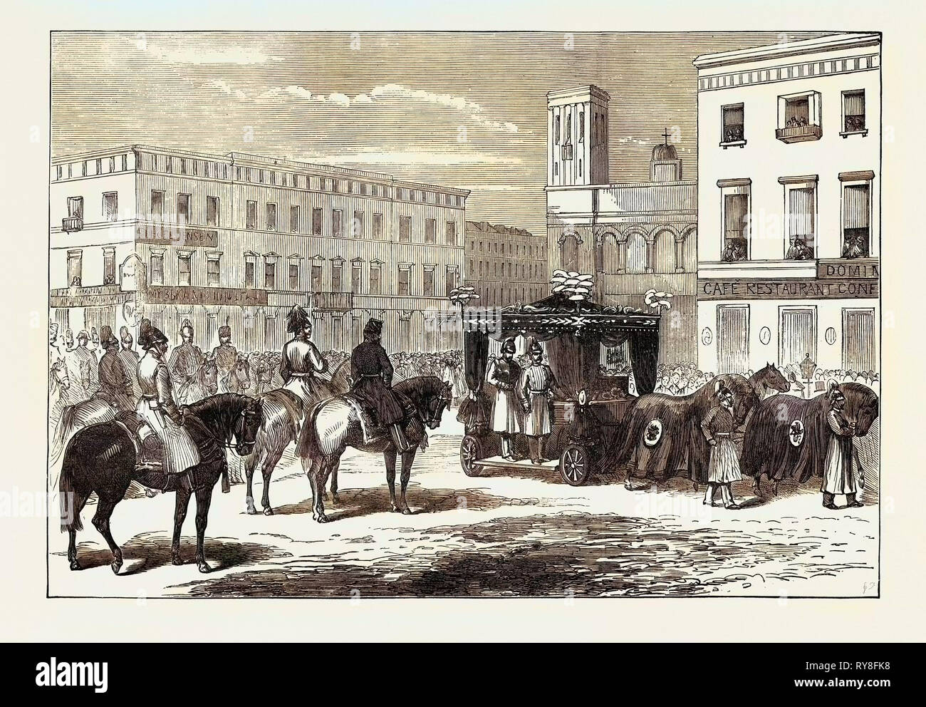 Das Begräbnis des Grafen von Berg bei St. Petersburg Russland 1874 Stockfoto