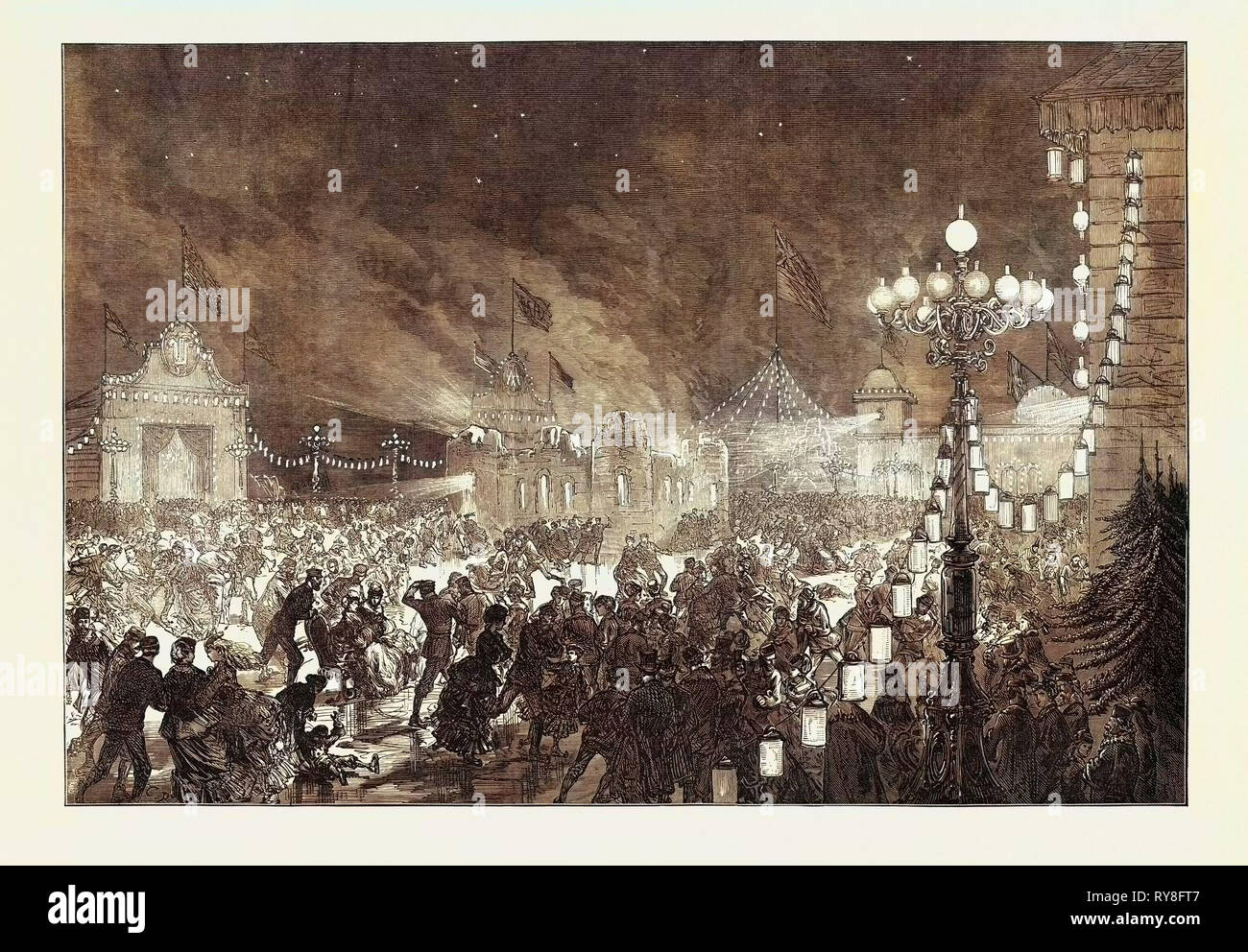 Grand Skating Fete auf der Newa zu Ehren des Herzogs von Edinburgh Ehe 1874 Stockfoto