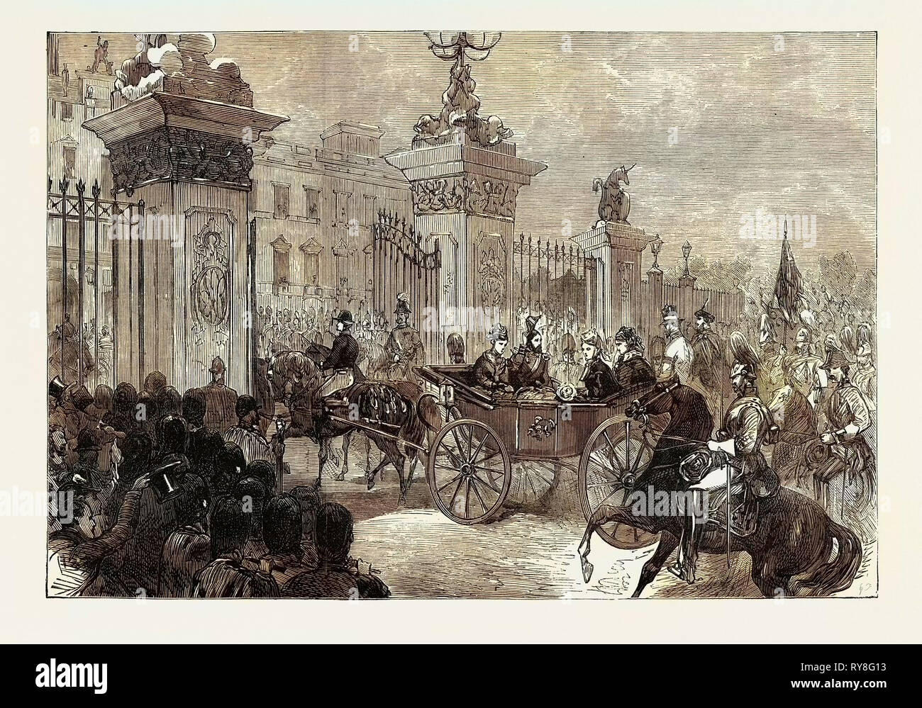 Das Royal in London: Die Prozession am Buckingham Palace 1874 Stockfoto